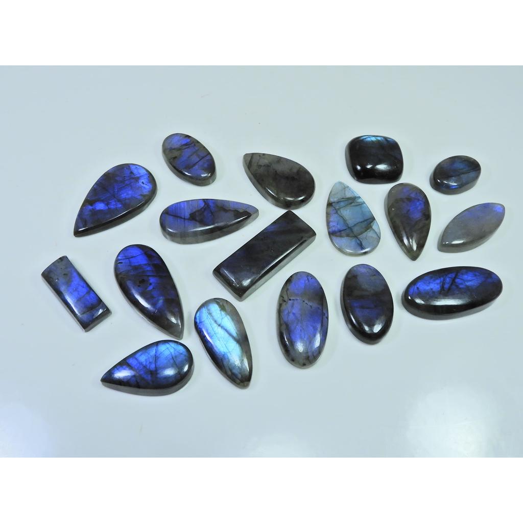372Cts.Natural Labradorite Blue Flash Mix Cabochon Loose Gemstone 17Pcs Lot LL-1018