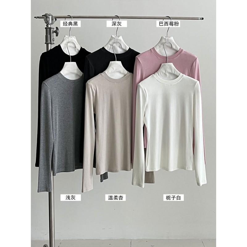 Womens Slim Fit Solid Color Round Neck Long Sleeve Base Layer Top - Soft Rayon Blend Casual Wear