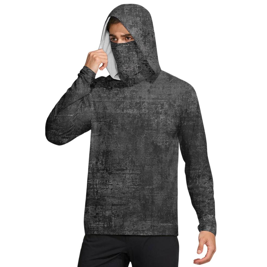 Men's Shirt With Mask Lightweight Long Sleeve Hooded Hiking Fishing Performance