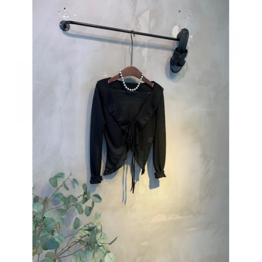 C S In The Room Women lInen Frill V neCk Crop Cardigan 3 ColorS