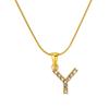 European & American Stainless Steel Diamond Alphabet Pendant Clavicle Chain Necklace for Women