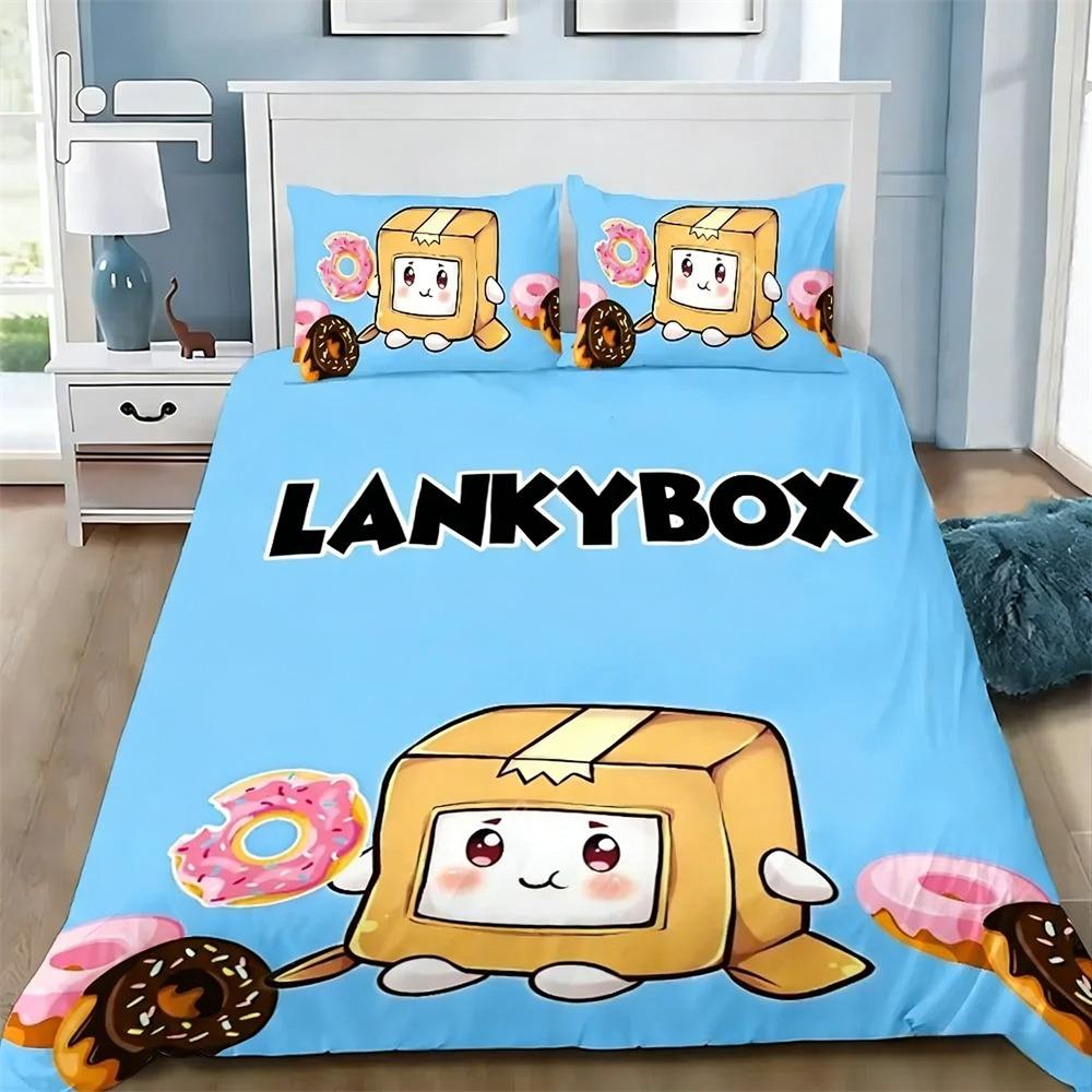 

Cartoon L-Lankybox Bedding Sets 3D Printed Quilt Cover and Pillowcases Cute Foxy Boxy Duvet Cover Single Double Queen King 135x200cm
