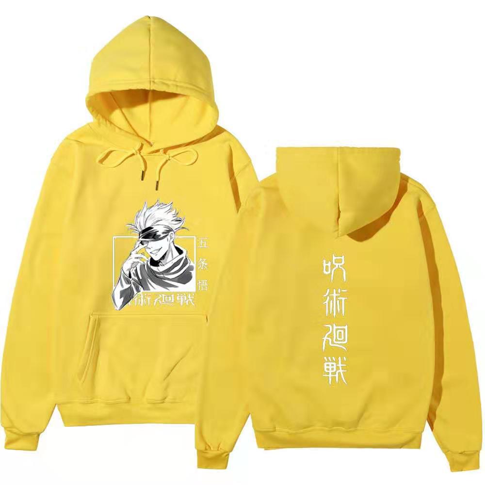 Jujutsu Kaisen Gojo Satoru Hoodie Double Sided Fleece Sweatshirt Front Back Japanese Kanji Manga Anime Pullover