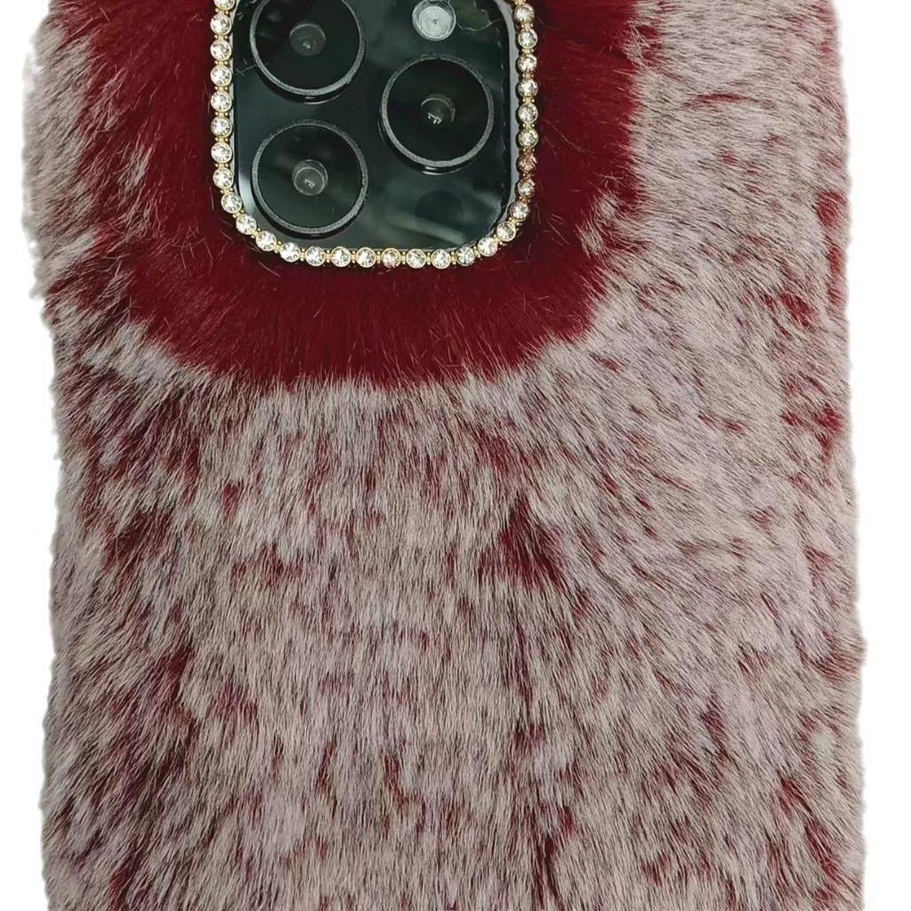 Rex Rabbit Non-Detachable Plush Phone Case for Autumn and Winter