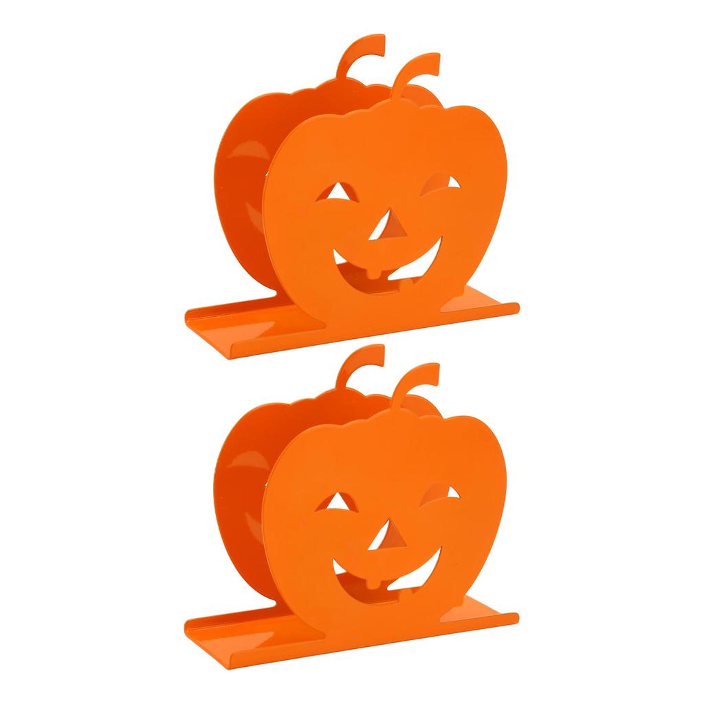 2pcs Cute Pumpkin Napkin Holder  Iron Paper Napkin Holder Hollow Decorative Tissue Dispenser 