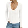 Womens Slim Fit V-Neck Knit Top Long Sleeve Twist Sweater Casual Versatile 2026