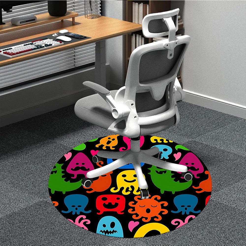 1pc Monster Party Office Round Area Rug, Mat Suitable For Office, Under Office Chairs Bedroom Living Room Home Decor, Room Deco