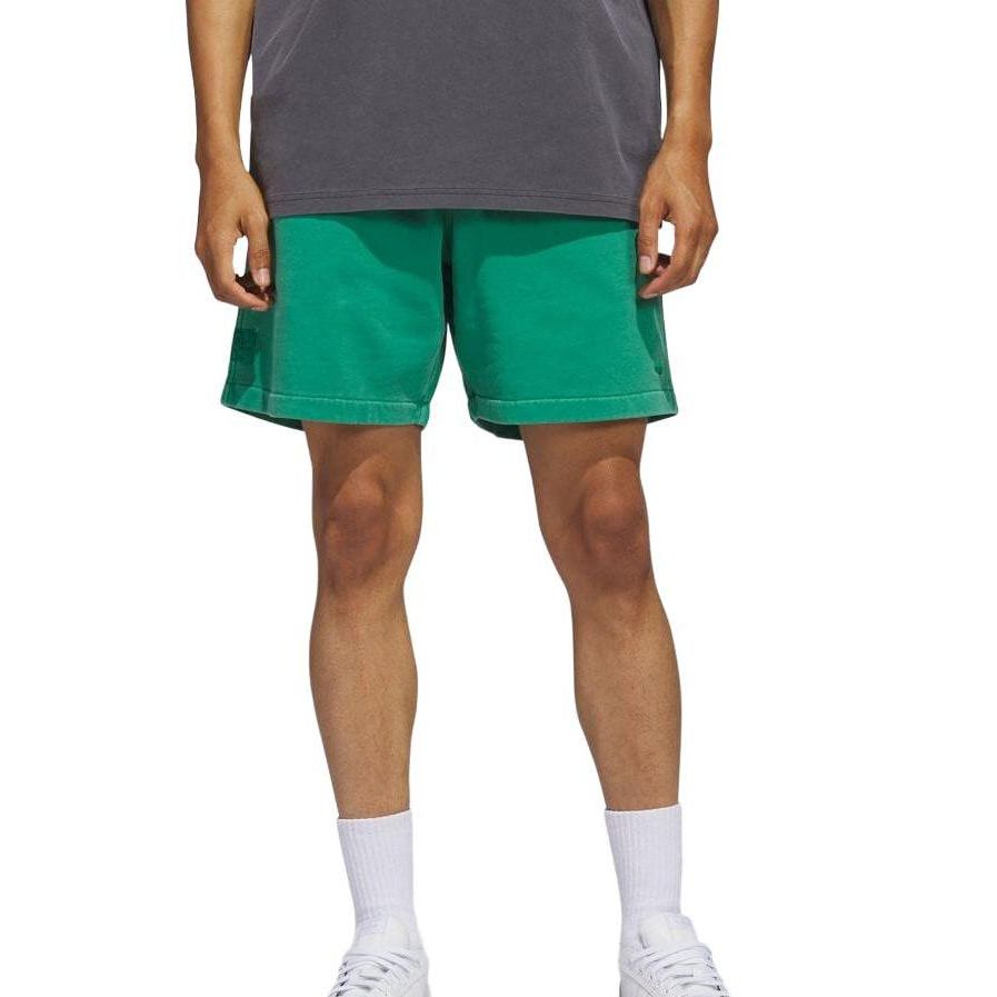 Adidas Originals Clover Solid Color Elastic Waist Straight Leg Casual Shorts Men Bottoms Green HS3030