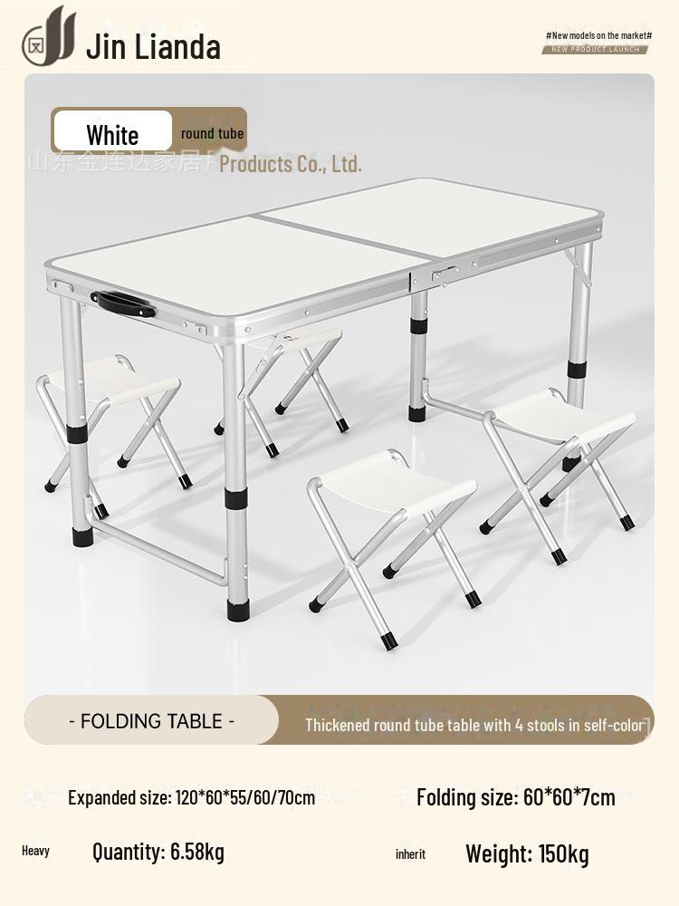 Přenosný multifunkční hliníkový skládací stůl pro stolování a venkovní použití