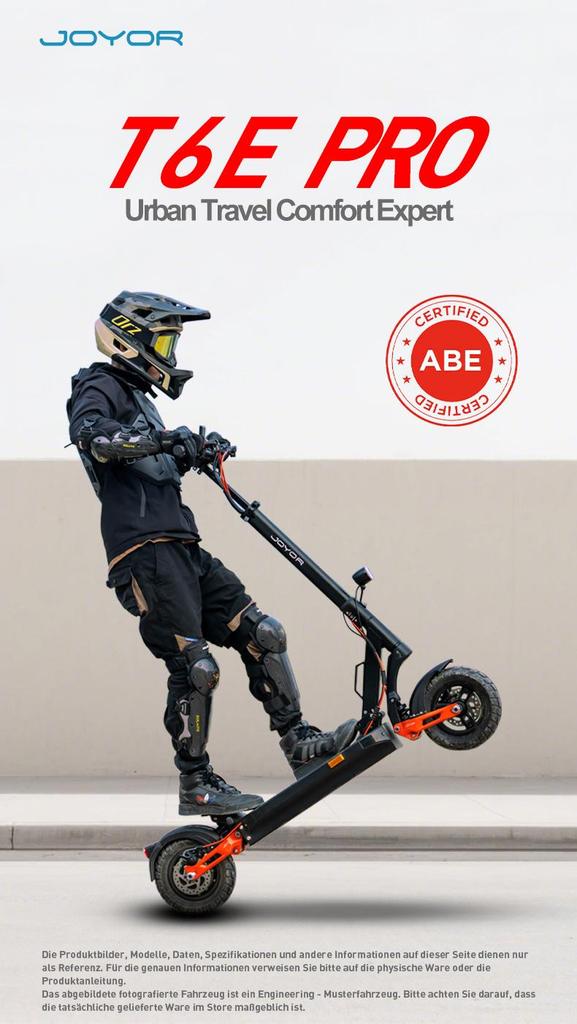 JOYOR T6 Pro(ABE) Electric Scooter 500W Motor, 48V 26Ah Battery, 90KM Range,10 Inch Off-Road Tire Foldable E-Scooter