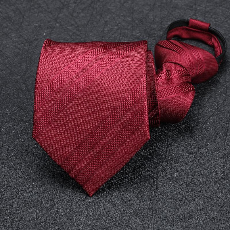 Men'S Zipper Free Dress Tie Business Red Black Professional Wedding Groom Korean Version Of A Pull Tie