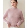 Women's Cable Knit Cashmere Pullover - Thick Half-High Neck Solid Color Sweater for Autumn/Winter
