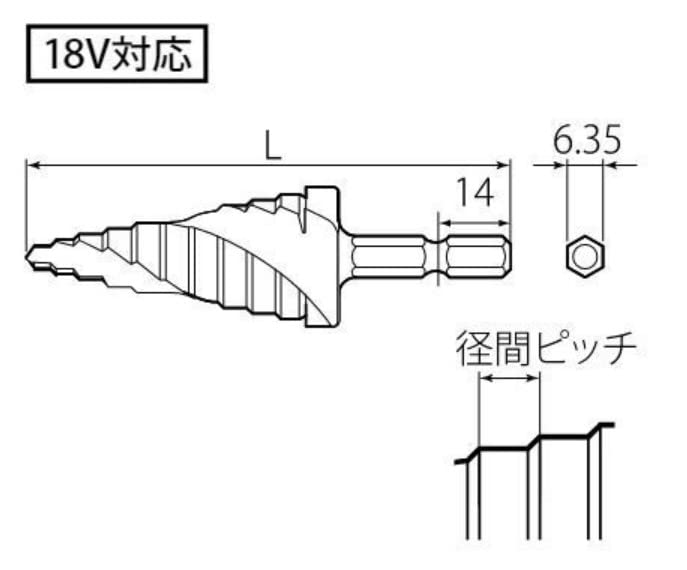 Top Hexagonal Shank Spiral Step Drill for Electric Drills Tsubame Sanjo Made In Japan (TOP) 4~22mm ESD-422S
