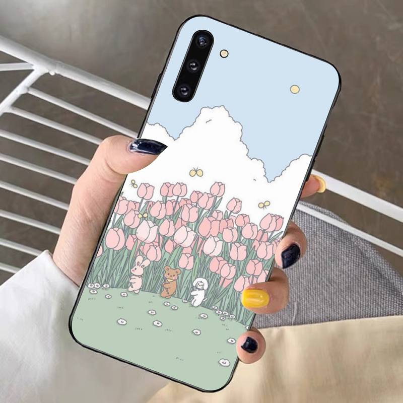 Cute Funny Rabbit Flower Phone Case for Samsung Note 5 7 8 9 10 20 Pro Plus Lite Ultra A21 12 72