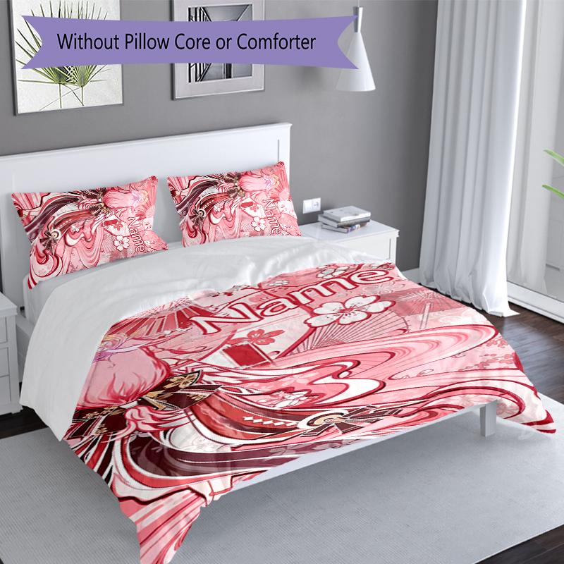 3pcs Custom Name Genshin Impact Characters Set,Includes 1 Duvet Cover and 2 Pillowcases,All-season Bedroom Decor