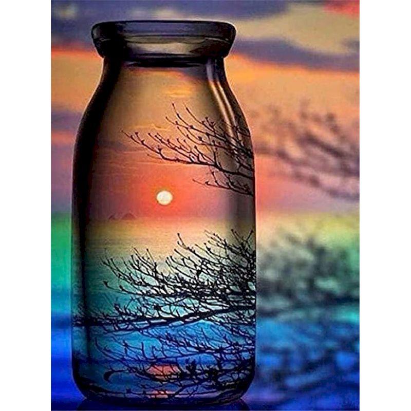 5d Diy Diamond Painting Glass Water Cup Scenery Mosaic Diamond Embroidery Full Square Cross Stitch Home Landscape Wall