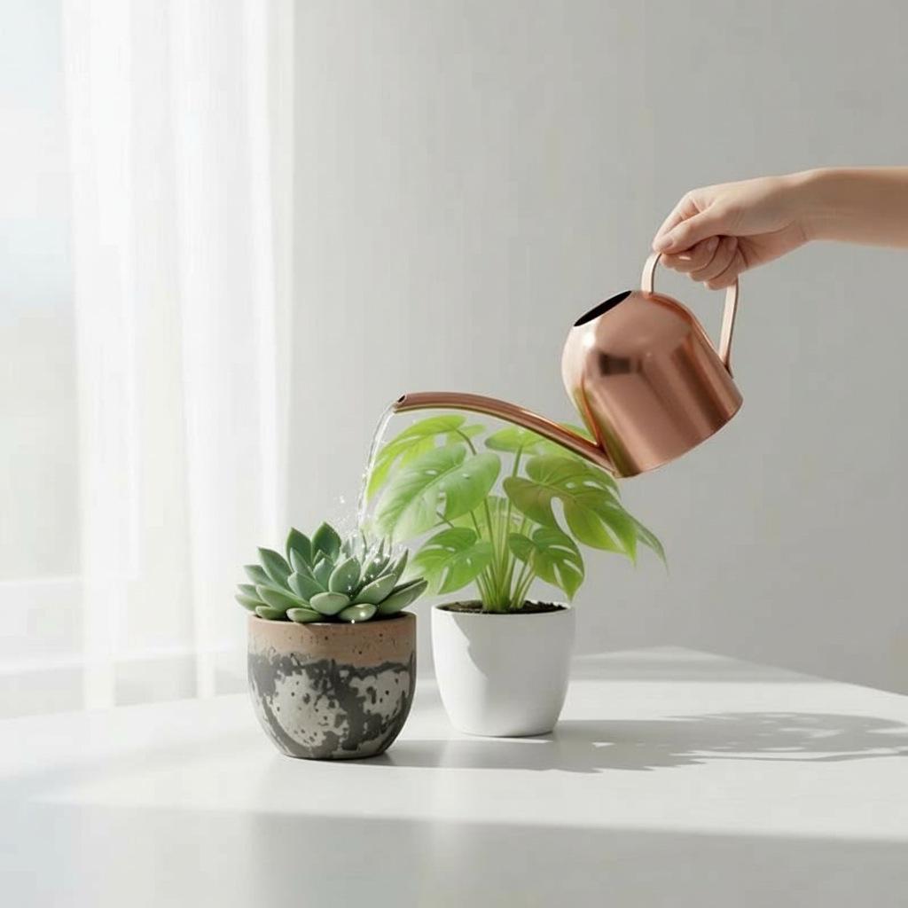 Golden 500ML Stainless Steel Watering Can with Long Spout - Green Plant Sprayer & Small Garden Sprinkler