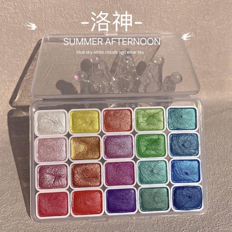 

Набор акварели металлик из 20 цветов в портативной коробке с сияющими жемчужинами, твердая акварель, художественные принадлежности для студентов-художников