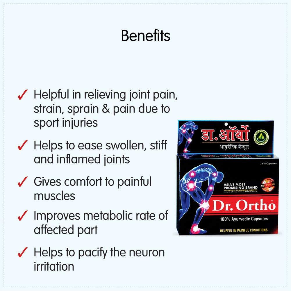 Dr.Ortho Ayurvedic Capsules 30 Caps Pack Of 3 for Joint Comfort and Muscle Support Natural Relief