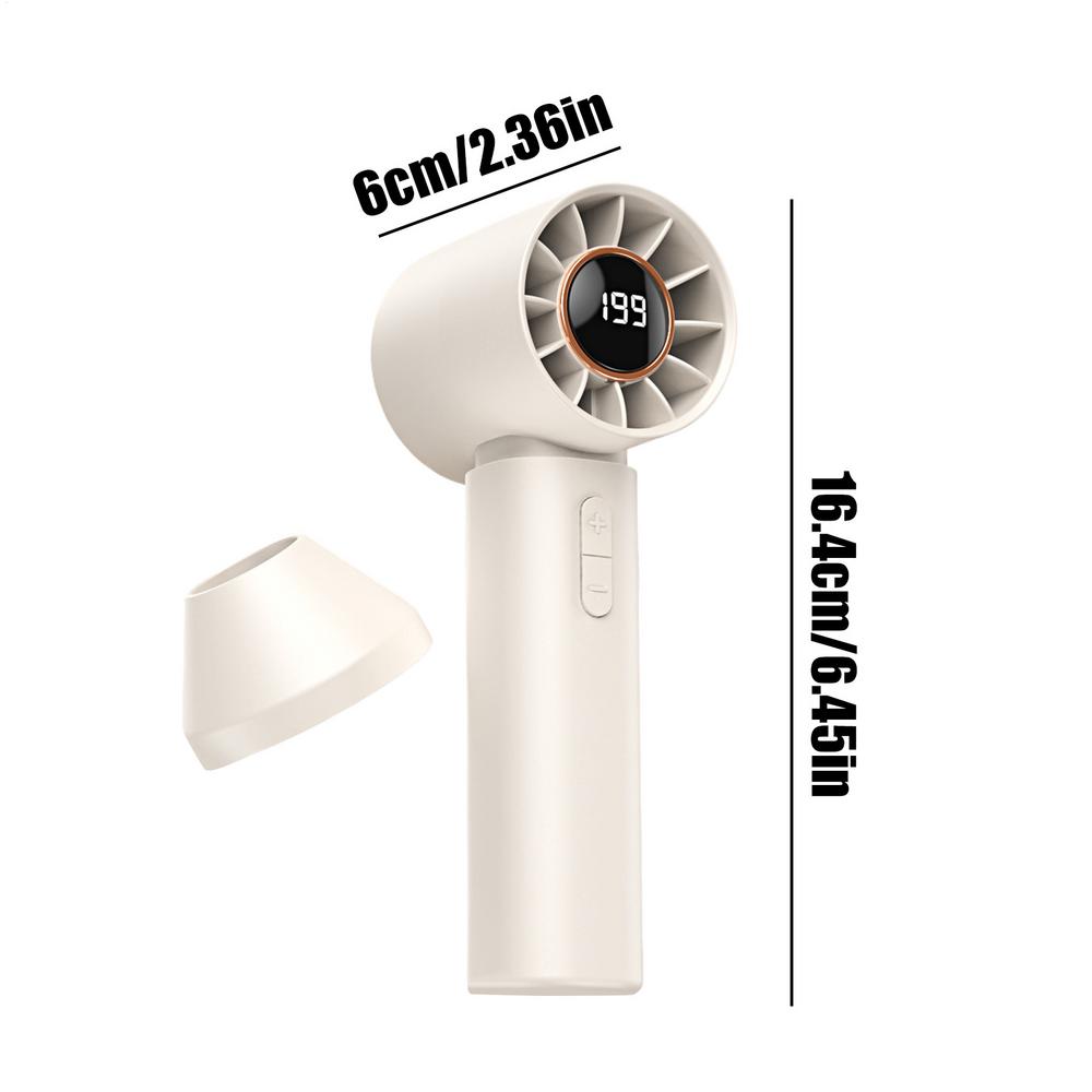Rechargeable Portable Fan Handheld Fan 1 Speeds Blower With Digital Display For Travel Vacation Camping Hiking Backpacking Beach