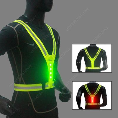 Radfahren Reflektierende Sicherheitsweste LED Leuchtende Laufweste Verstellbar Elastisch Elektroroller Blinkende Warnlichter Weste