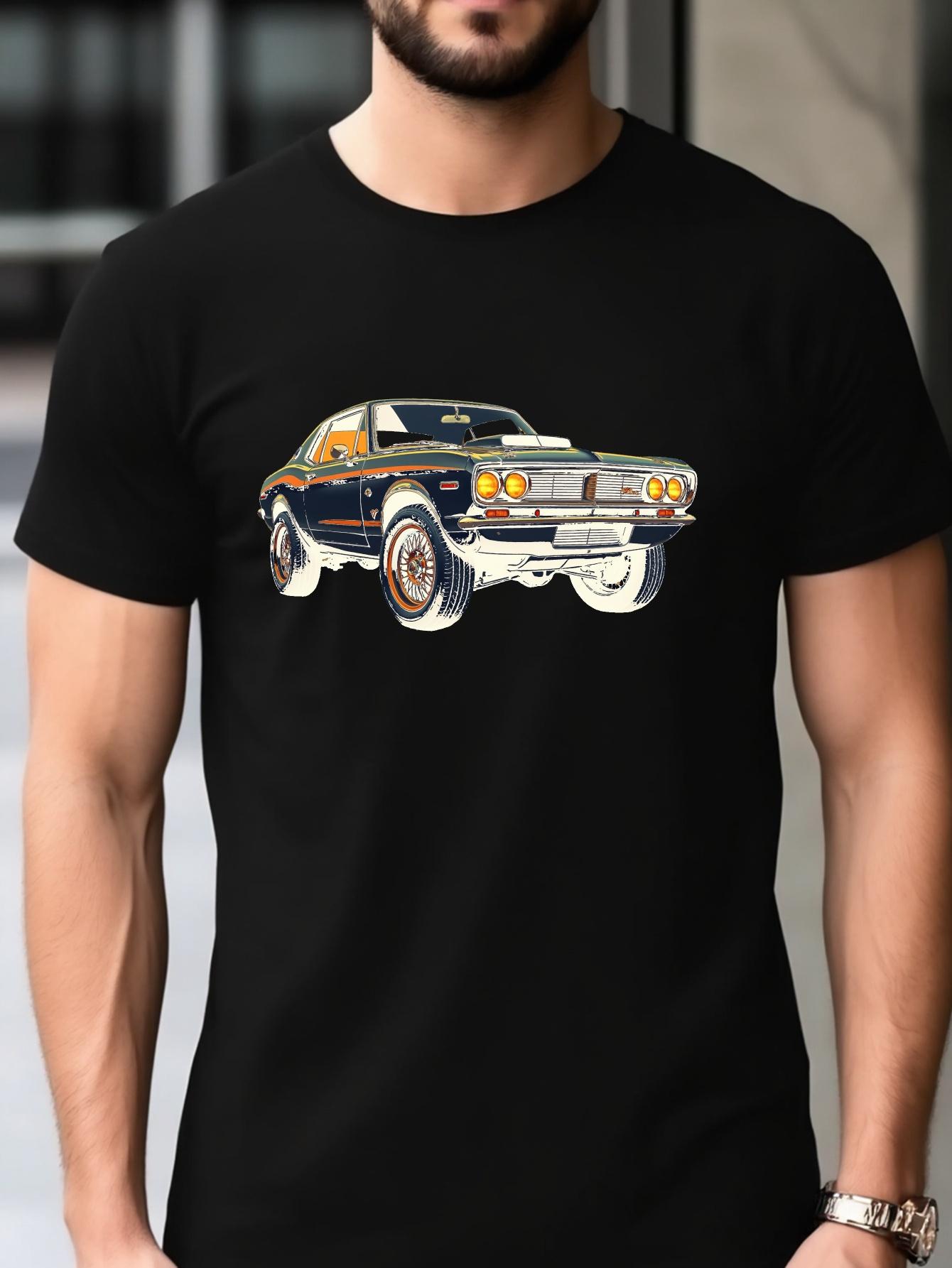 Retro Sports T-shirt - Black with Orange & Yellow Print L