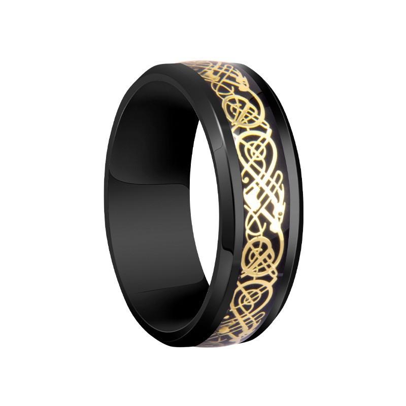 Kissmoon Stainless Steel 8mm Celtic Knot Multicolored Vintage Rings for Men Women Punk Gothic Promise Engagement Jewelry Gifts