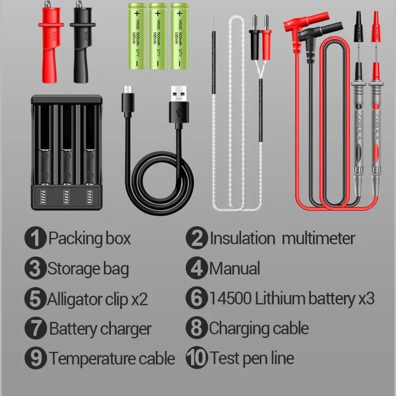 New Multifunctional 2 in1 Insulation Resistance Digital Multimeter Rechargeable MH17 AC/DC Voltage True RMS 19999 Counts Tester Tools with Flashlight