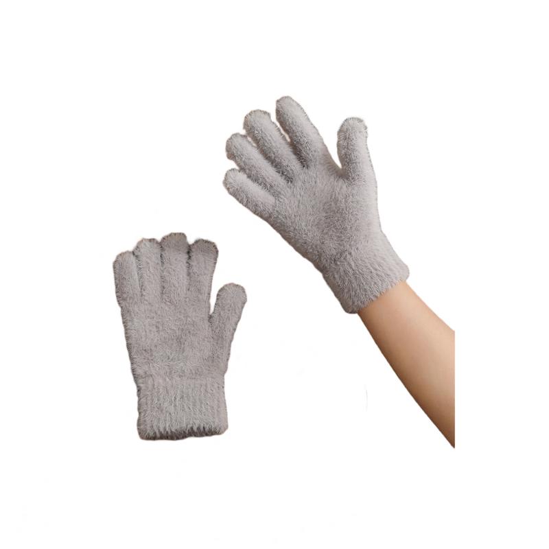 Warm Faux Mink Fur Finger Gloves - 2 Pairs