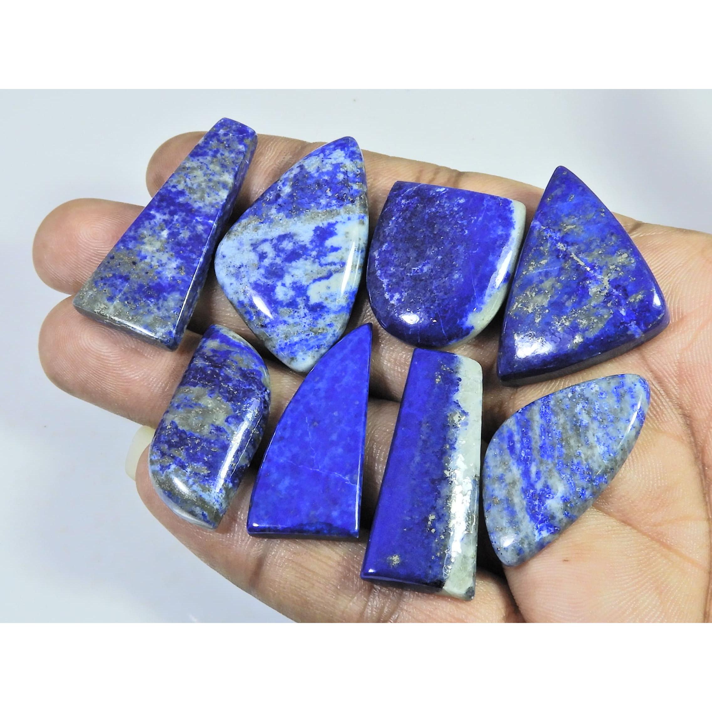 245Cts. Natural Blue Lapis Lazuli Fancy Cabochon Loose Gemstone 08 Pcs Lot C-2335