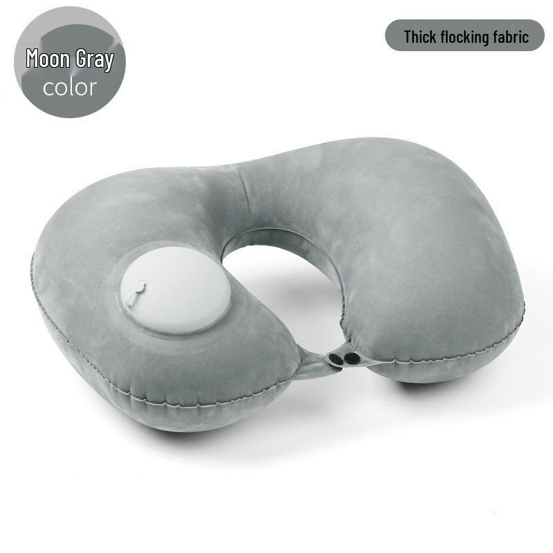 Pressing Inflatable U-Shaped Travel Pillow: Portable Airplane Headrest & Nap Neck Support