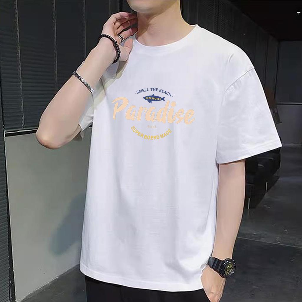 Summer Round Neck Letter Printed Couple's Top Fashionable Casual Short Sleeved Men's and Women's Universal Pure Cotton T-shirt
