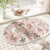 Floral Print Oval Bathroom Floor Mats Bathroom Absorbent Anti Slip Foot Mats Home Decoration Mats