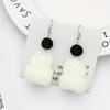 Korean Style Cute Knitted Christmas Pom Pom Earrings - Women's Temperament Long Color Block Dangles