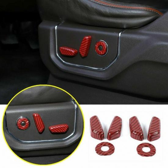 Electric Seat Adjust Button Trim For Ford Bronco/Bronco Sport Red Carbon Fiber