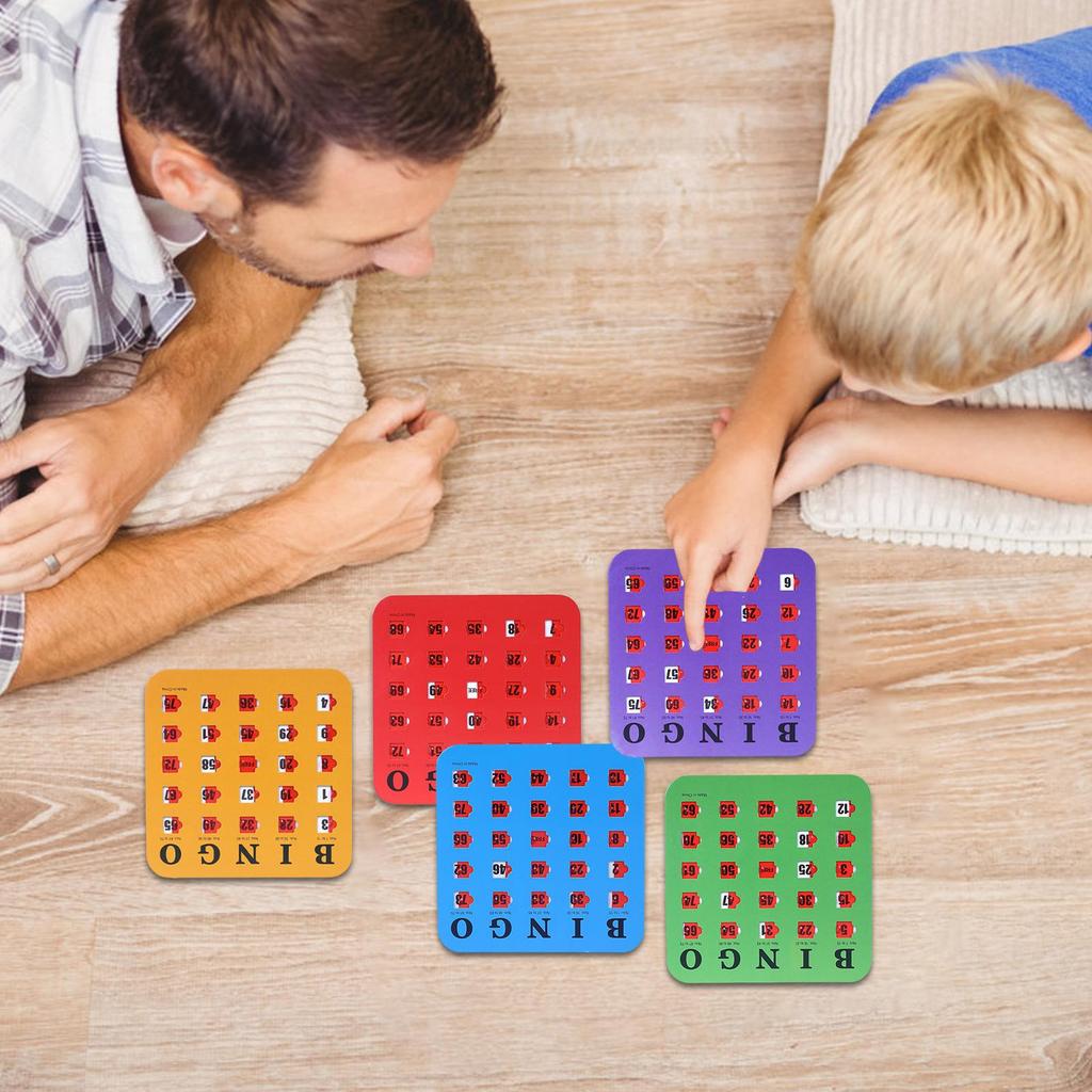 5pcs Bingo Game Card Easy-Read With Sliding Windows Reusable Logical Thinking Ability Game Bingo Board Game Party Gift For Adult
