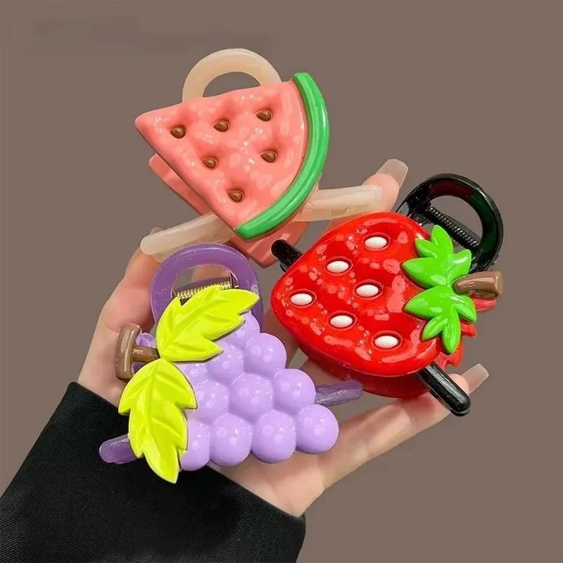 Neue mittlere Früchte Haarklammern Clip für Frauen Mädchen PC Zitrone Erdbeere Kreuz Fang Krabbenklemme Kopfschmuck Zubehör Sommer Herbst