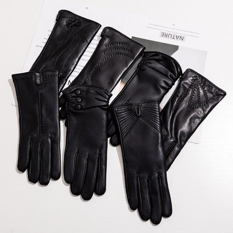 Womens Genuine Leather Gloves Winter Warm Touchscreen Compatible Fashion Outdoor Sport
