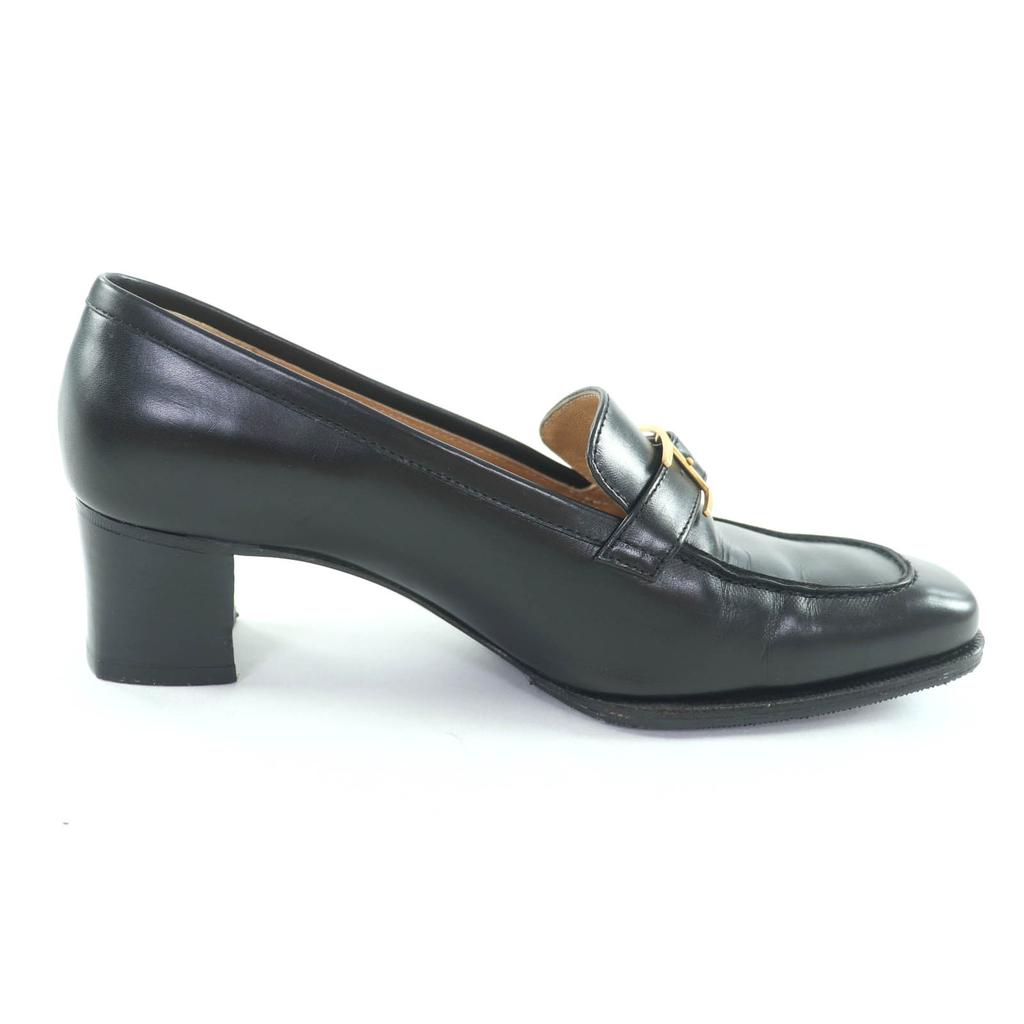 Tolle HERMES Slipper schwarzes Leder Damen 35.5 Gebraucht