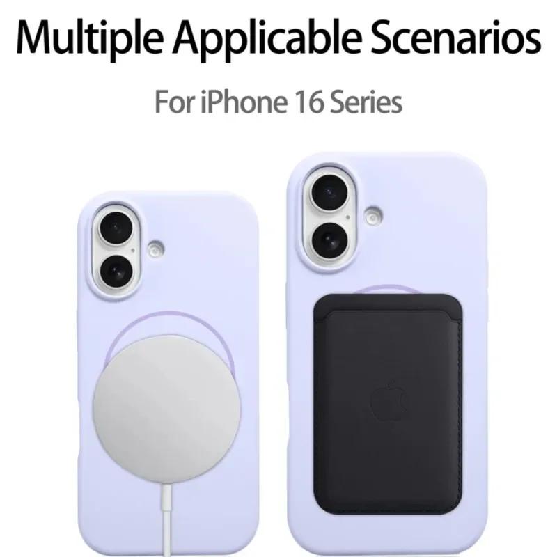Flytande silikonfodral för iPhone 16 15 14 13 12 Pro Max Plus Magnetisk trådlös laddare för Magsafe Stöttåligt bakstycke