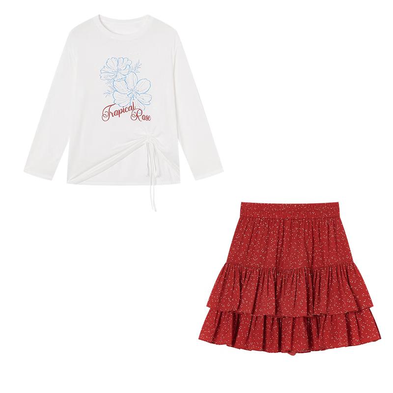 

Women s Dopamine Style T-shirt & Polka Dot Skirt Set XL