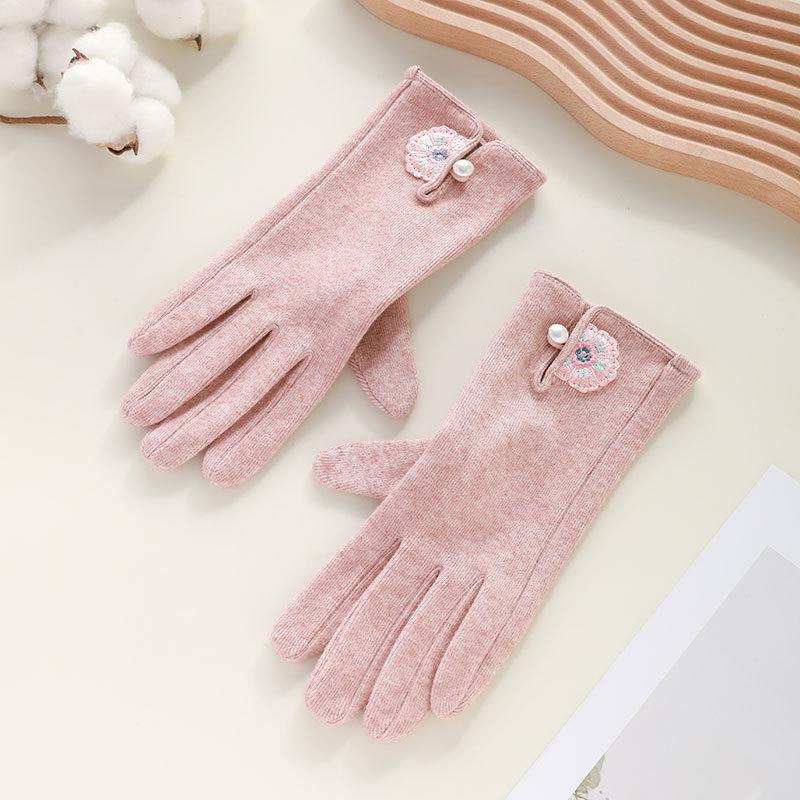 Autumn and Winter Gloves for Women German Velvet Thin Elastic Outdoor Cycling and Driving Touch Screen Winter Imitation Wool Warm Gloves