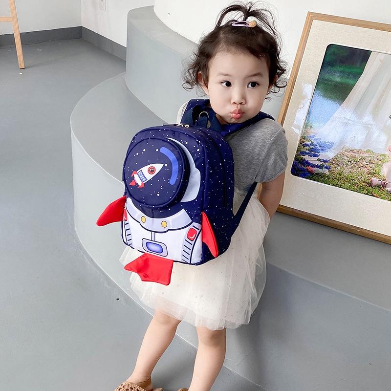 Kids Backpack with Safety Guide 3d with Drawing Rocket Lightweight School
