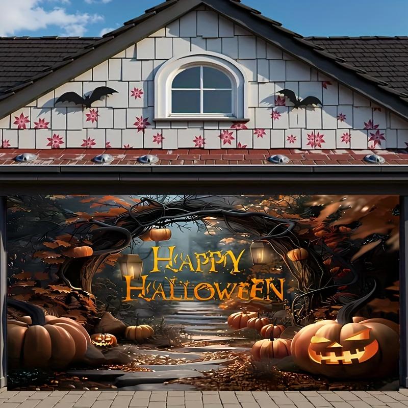 1pc Halloween banner poster with a funny pumpkin design theme for a dark rural path party decoration items.PMJ