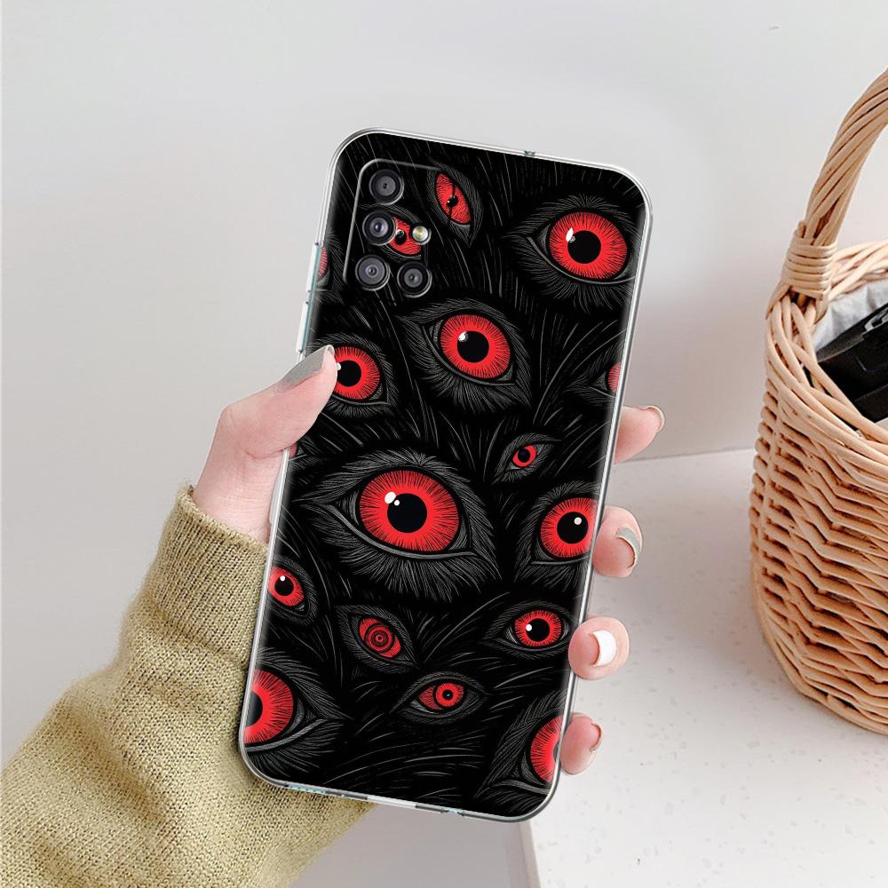 Phone Case For Samsung A15 A13 A35 A55 A51 A71 A41 A31 A21S A05 A17 A23 A25 A33 A53 A73 5G A07 4G Cover Scary Devil Eye Pattern