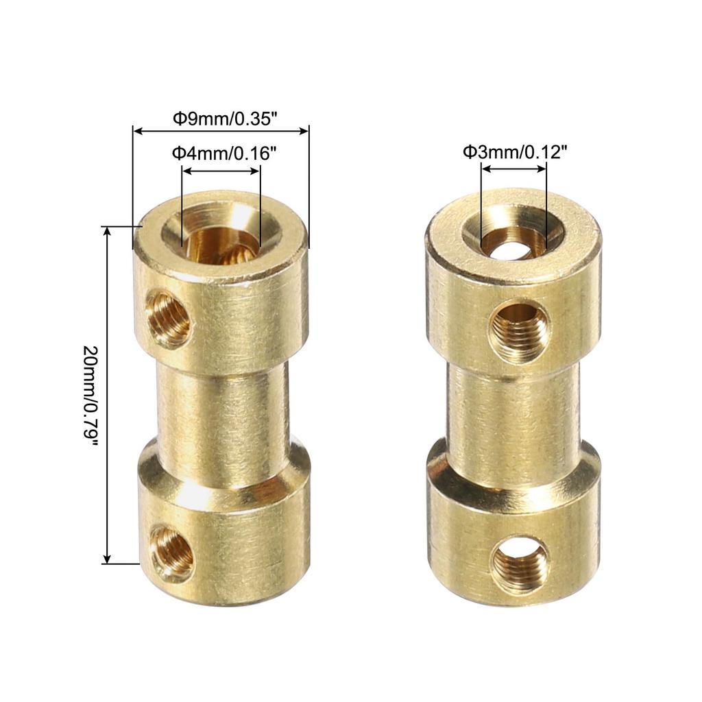uxcell 12-Piece Set 3mm to 4mm Brass Shaft Coupling Joint Connector with Threads, Flexible Motor Shaft Coupler for RC Model Car Airplane Motor Wheel
