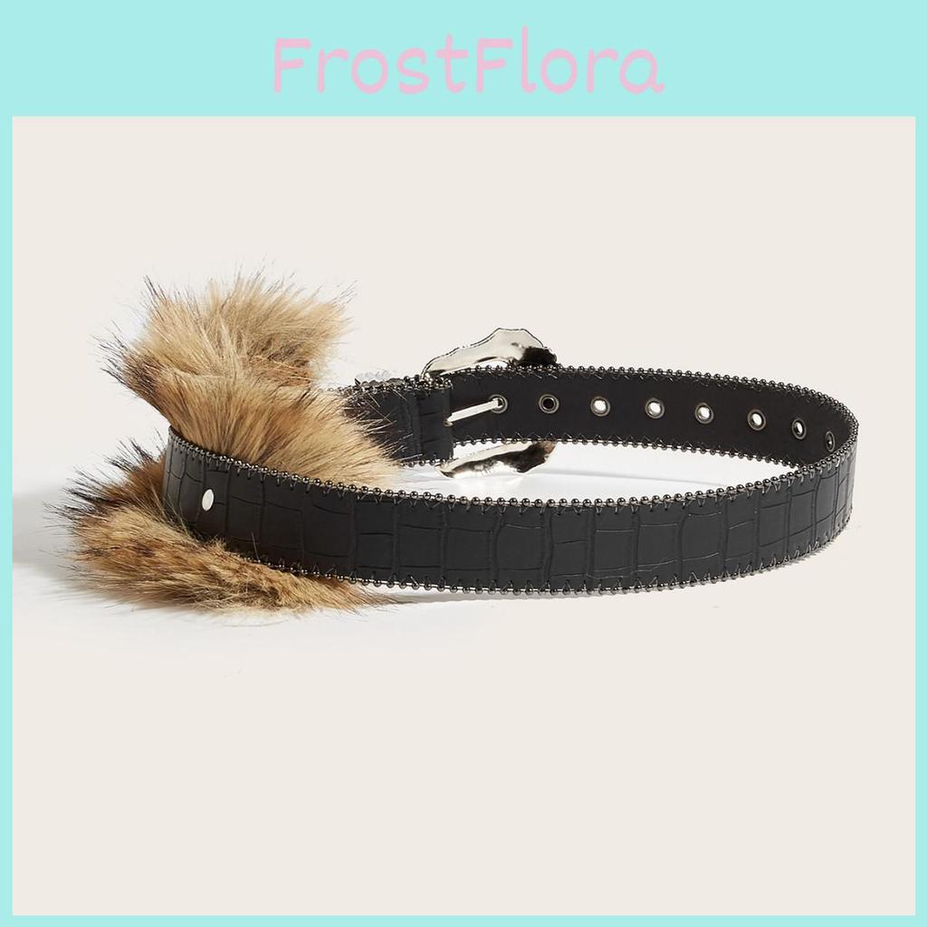Unique Style Wide Leather Belt With Plush Embellishments And Alloy Closure