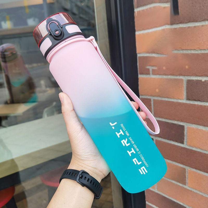 1PC farebný športový plastový pohár odolný proti úniku veľkokapacitná fľaša na vodu 1 liter