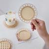 Handmade Rattan Woven Tea Trays Laciness Cup Holder