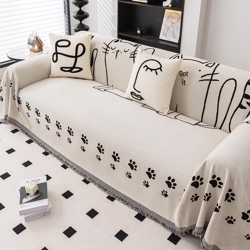 Pastoral Chenille Sofa Cover: Thick, Full-Coverage, Anti-Scratch Slipcover for All Seasons